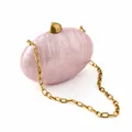 Elegante pochette da sera in acrilico marmorizzato crema con chiusura e catena dorata - Rosa