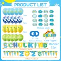German school enrollment party set with Schulanfang banners balloons and stickers - Banner With Rivet Buckles Style