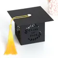 Class of 2026 graduation cap gift box with black paper card and yellow silk tassel - Graduation Celebration Style (毕业盒E) / 6x6x6cm