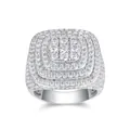 Luxury hip hop iced out square moissanite ring crafted in S925 sterling silver white gold - US Size 12 / R15349 Hip Hop Moissanite Ring