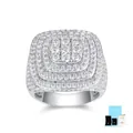 S925 sterling silver hip-hop ring with pavé moissanite stones and GRA report - US Size 12 / R15349 Hip Hop Moissanite Ring With GRA Certificate and Gift Box