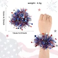 Bracciale in tinsel patriottico con stelle rosse blu e argento per festa nazionale - Taglia unica / Stile Lametta Fine con Piccola Stella