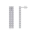 Macro di orecchini pendenti in argento S925 con doppia fila di pietre in moissanite - Stile Pendente Lineare (E13512-3.0) / Argento