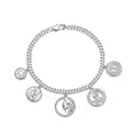 Französisches Vintage-Armband mit Relief-Porträt-Anhängern, versilbertes Kupfer - 925er Silber / Hellsilber mit Lack