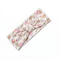Elastic satin headband featuring Disney print with pink clouds and golden bows - Khaki