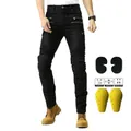 Jeans da moto neri slim fit con inserti elastici e kit di protezioni incluso - XXS / Nero