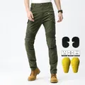 Jeans da moto slim verde militare con cuscinetti protettivi e pannelli elasticizzati - XXS / Verde Militare