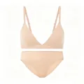 Conjunto de bralette en V y braga sin costuras en tejido beige elástico de gran comodidad - XS / Color Piel