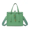 Grass green square crossbody bag with dual handles and wide fabric shoulder strap - Green