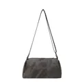Minimalist vintage cylinder crossbody bag in dark gray washed canvas with logo embossing - Dark Brown