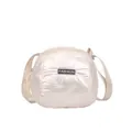Chic quilted white space cotton crossbody bag with pearlescent finish and fashion label - Large / White