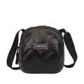 Quilted black puffer crossbody bag with fashion label and adjustable strap - Large / Black