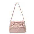Bolso de hombro en cuero PU rosa con lazos y diseño plisado de la marca NOROMORO - Rosa