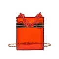 Chic red translucent acrylic box bag with matching chunky chain and gold shoulder strap - Red