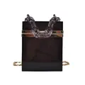 Borsa in acrilico nero traslucido con catena viola e dettagli in metallo dorato - Nero