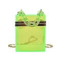 Neon green transparent acrylic box bag with chunky chain handle and gold hardware - Fluorescent Green