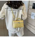 Borsa a mano gialla a stampa coccodrillo con manico e tracolla staccabile moda - Giallo