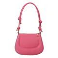 Borsa a mezzaluna rosa acceso con tracolla a nodi e dettagli in metallo oro - Rosa