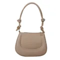 Minimalist khaki shoulder bag with U-shaped embossed detail and knotted strap - Khaki