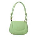 Minimalist mint green underarm bag with knot strap detail and embossed U-shaped design - Green