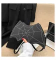 Borsa gotica a forma di ala di pipistrello in pelle PU nera con ricamo a ragnatela bianca - Borsa a Mano Ala di Pipistrello Ragnatela (Stile 2)