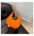 Fashionable orange crocodile embossed felt baguette bag with gold metal buckle - Orange