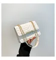 White V-quilted PU leather crossbody bag with golden chain strap for women - White