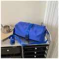 Koningsblauwe Oxford cilindervormige crossbodytas met verstelbare schouderband - Blauw Groot