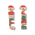 Pendientes de gorro de Papá Noel y letras BELIEVE con cuentas de colores vivos - Estilo Perla