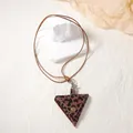 Detail shot of leopard print triangle neck pouch with vintage gold metal clasp closure - Leopard Triangle Bag Pendant