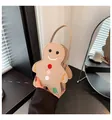 Sac à main en feutre en forme de bonhomme de pain d'épice pour cadeaux de Noël - Kaki
