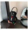 Sac de Noël en feutre forme bonhomme de pain d'épices noir avec boutons colorés - Noir