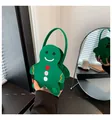 Sac cadeau de Noël en feutre vert forêt en forme de bonhomme de pain d'épices brodé - Vert