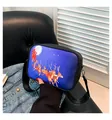 Kleine zwarte vierkante crossbody tas met kerst graffiti en nylon schouderband - Stijl 2 (Style 2)
