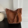 Braunes Cord-Tote-Bag-Set mit passendem kleinen Reißverschlussbeutel und Schultergurten - Dunkelbraun