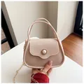 Mini pink jelly crossbody bag with pearl detail and elegant golden chain strap - Khaki