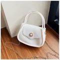 Elegant white translucent jelly bag with large pearl clasp and gold chain strap - White