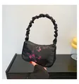 Borsa sottobraccio nera da donna con farfalle e manico arricciato alla moda - Nero