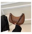 Stilvolle braune Hobo-Tasche mit gewebter Textur, Goldnieten und Reißverschluss für Damen - Dunkelbraun