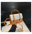 Chic white and orange two-tone crossbody square bag with top handle and fashion logo - Orange
