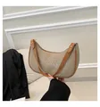 Schicke beige Hobo-Tasche mit Krokodilmuster, braunem Riemen und Goldnieten - Khaki