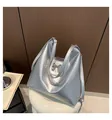 Borsa tote in PU argento metallizzato con finitura lucida e dettaglio a fiocco - Argento