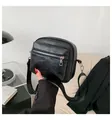 Bolso bandolera negro para mujer en cuero PU con diseño de doble cremallera - Negro
