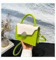 Chic green and cream crossbody small square bag with golden drop-shaped lock - Green