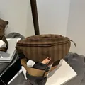 Dark brown corduroy crossbody waist bag with adjustable strap and vintage sporty style - Dark Brown