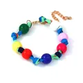 Detail of bohemian braided rope bracelet with vibrant multicolored beads and gold clasp - Colorful Braided Print Large Bead Style (Fig 3)