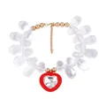 Detail of red heart pendant necklace featuring transparent water drop beads and gold clasps - Red Heart
