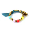 Detailed macro view of colorful beads and camouflage fabric woven street style bracelet - Camouflage Patchwork Colorful Bead Style (Fig 2)