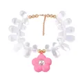 Colorful beaded necklace featuring clear teardrop beads and a pink flower charm pendant - Pink 3D Flower