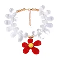 Colorful beaded necklace featuring a large red flower pendant and transparent waterdrop beads - Red Flower